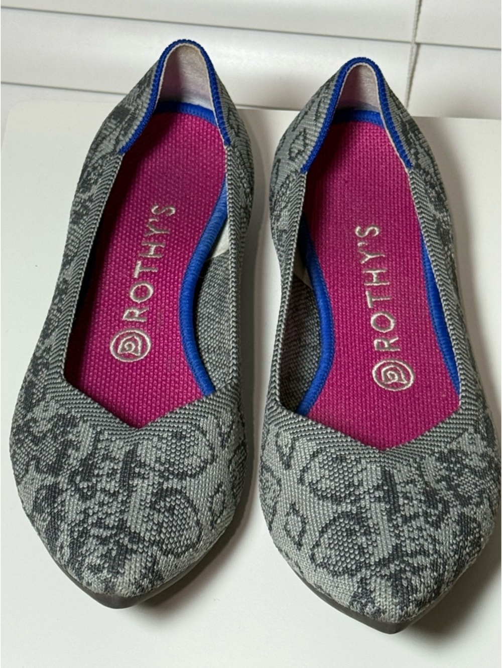 Rothy’s womens shoes ballet slippers flat slip on size 9 leopard print animal